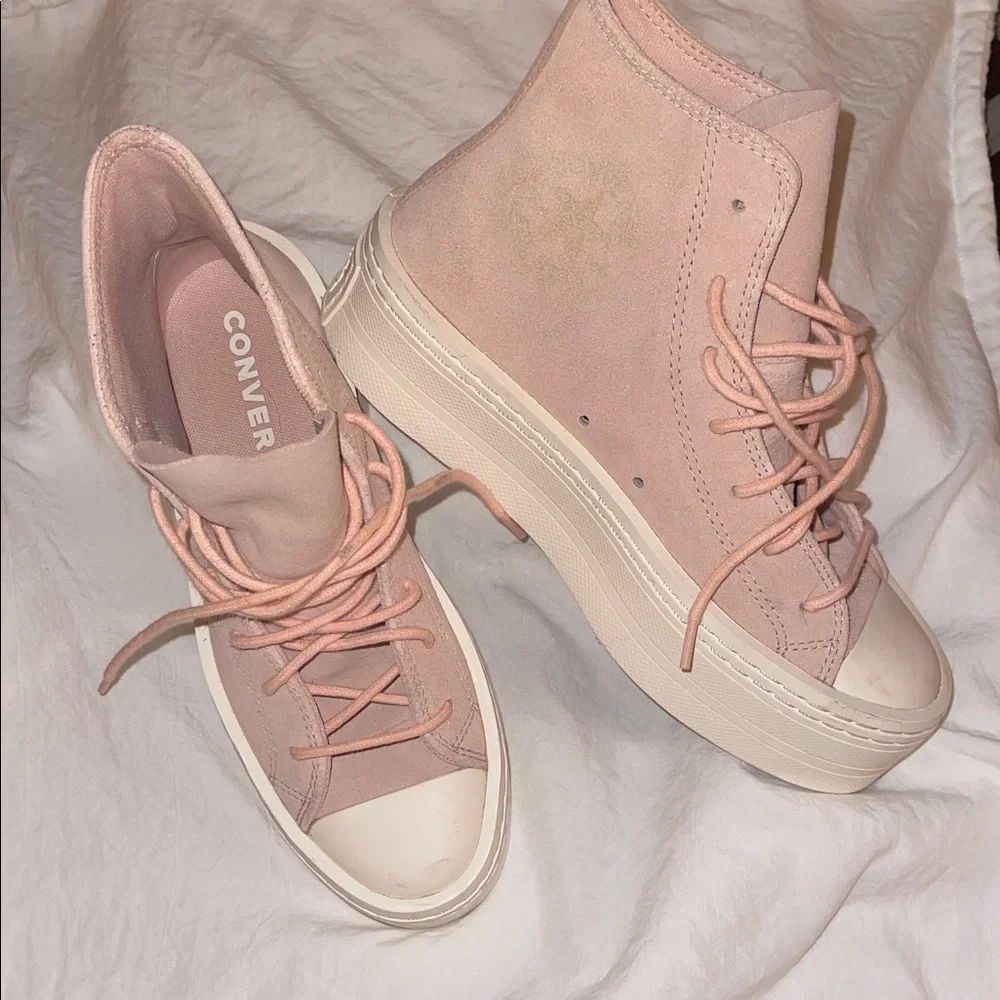 Converse High -Top Platform Sneakers - pink suede